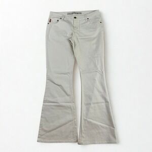 Y2K Mudd Flare Jeans Womens‎ 11 Cream Off White Low Rise Bell Bottom Retro Boho